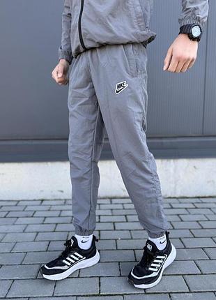 Спортивные штаны nike серые плащевка мужские, найк штаны плащевка xl