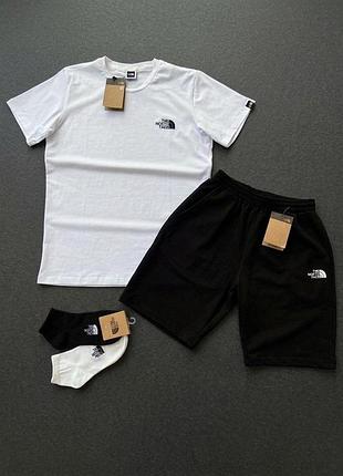 Летний набор спортивные шорты + футболка the north face турецкая двунитка (носки в подарок) m