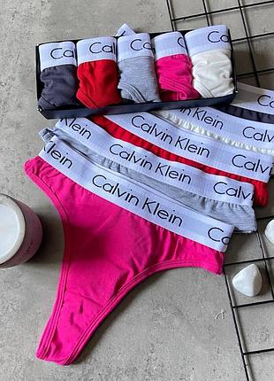Т жіночі стринги calvin klein, бавовняна спідня білизна преміум 5 шт l