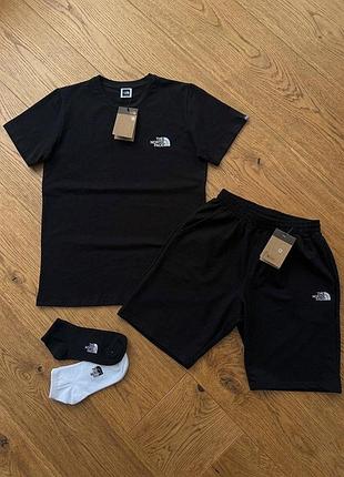 Летний набор спортивные шорты + футболка the north face турецкая двунитка (носки в подарок)