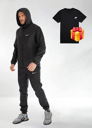 Спортивный костюм nike плащевка весна\лето топ качество, найк костюм черного цвета