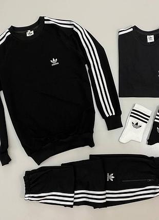 Спортивный костюм adidas мужской + футболка весна\осень турецкая двунитка (носки в подарок), адидас костюм m