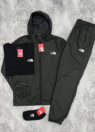 Спортивный костюм the north face матовая плащевка + футболка (носки в подарок) весна\осень, tnf костюм