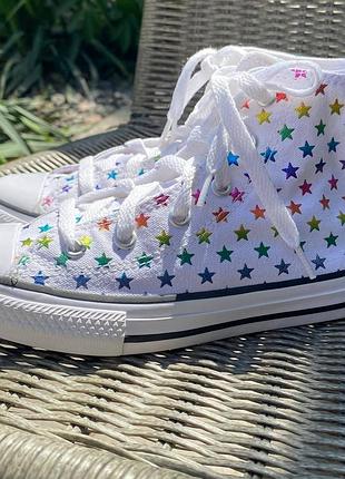 Белые высокие кеды на девочку converse 5
