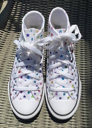 Белые высокие кеды на девочку converse 3