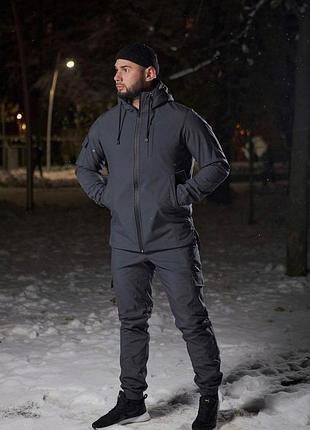 Костюм мужской теплый softshell intruder серый софтшел 4xl