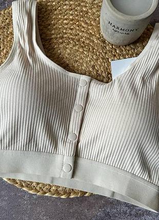 Xl-2xl-3xl топ женский хлопковый в рубчик с передней застежкой, c–d 2xl, бежевый
