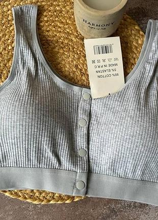 Xl-2xl-3xl топ женский хлопковый в рубчик с передней застежкой, c–d 3xl, серый