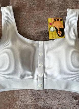 4/5/6xl хлопковый белый топ большого размера застежка спереди со съемными чашками 6xl