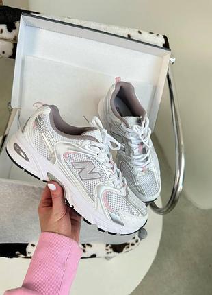 Женские белые кроссовки new balance 530 white silver pink х нью беланс 37