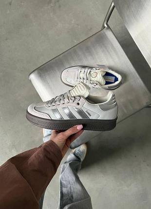 Женские серые кроссовки adidas samba platform xlg silver grey x адидас самба 40