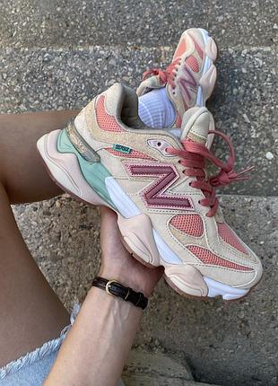 Розовые женские кроссовки new balance 9060 замшевые нью беланс 38