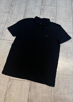 Мужское черное поло футболка allsaints