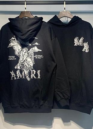 Худи amiri мужское черное с капюшоном кофта трехнитка на осень толстовка амири для парня m