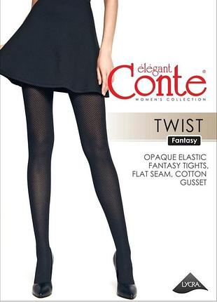 Колготки женские conte fantasy twist с геометрическим рисунком ромбы (euro) 3/m, nero