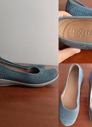 Кожаные перфорированные балетки hotter dual fit (англия) / комфортные туфли 6,5/39,5-40
