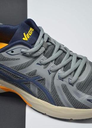 Мужские весенние и летние кроссовки сетка серые с синим vegas 30679