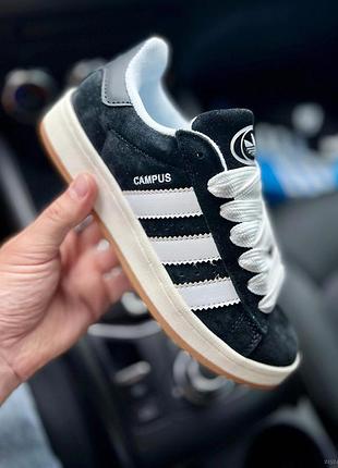Кросівки adidas campus чорні з білим замшеві 38