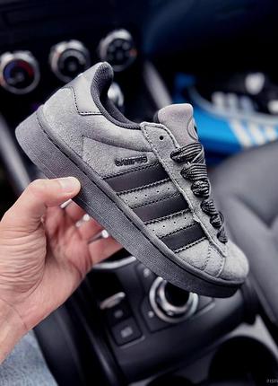 Кросівки adidas campus сірі з чорним замшеві