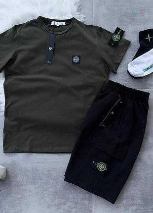 Футболка шорты хаки stone island