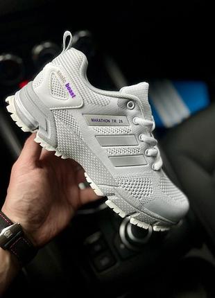 Кросівки adidas marathon tr світло-сірі з фіолетовим