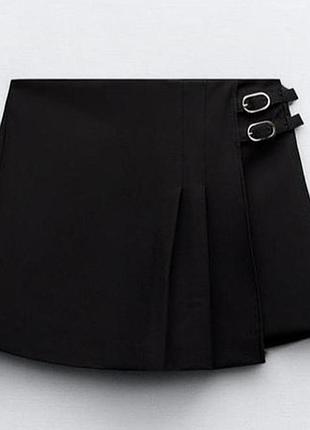 Юбка-шорты zara размер s черные шорты с запахом спереди оригинал