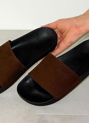 Шлепанцы мужские кожаные коричневые