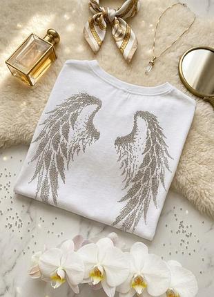 Футболка премиум-класса «angel wings» с кристаллами