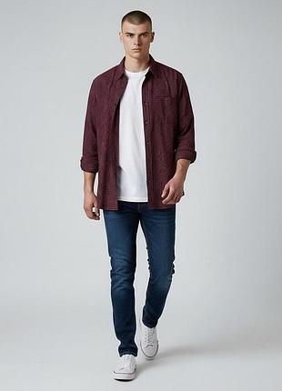 Мужская рубашка jacamo в клетку бордо/черный 3xl хлопок