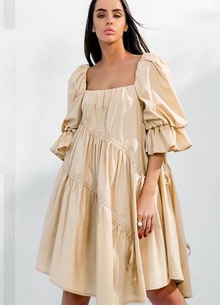 Літнє молоде плаття бавовна.розмір: s/m, l/xl. бежевий