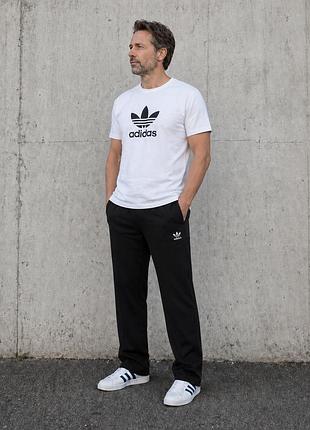 Чоловічі спортивні штани adidas еластик чорні, прямі брюки з логотипом трилисток