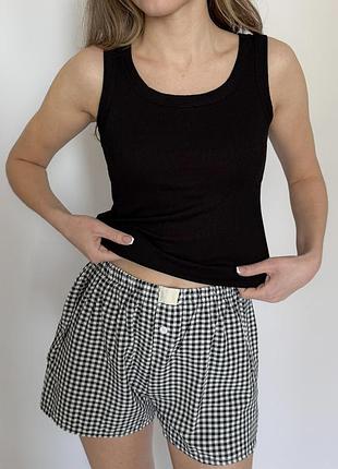 Летние шорты женские в клетку rebel shorts apmi черный 3xl