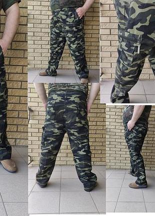 Брюки чоловічі тактичні камуфляжні з накладними кишенями "карго, пояс на гуми, є великі розміри 4xl