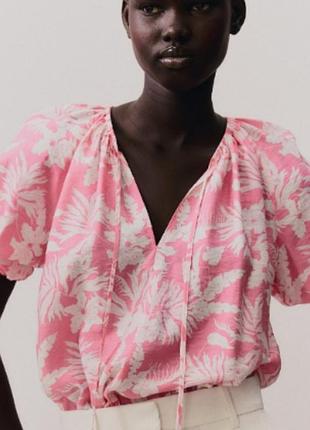 Новая вискозная блуза бохо h&amp;m блуза свободного кроя вискоза цветочный принт