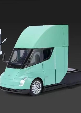 Автомобиль tesla semi. металлическая машинка 1:24 зеленый