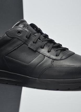 Чоловічі комфортні шкіряні кросівки чорні clubshoes 2015
