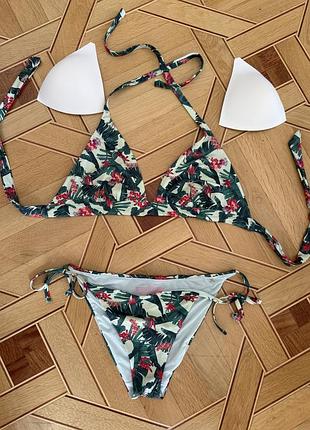 Купальник victoria secret xl цветы цветочный пуш-ап раздельный треугольник цветы гаваи