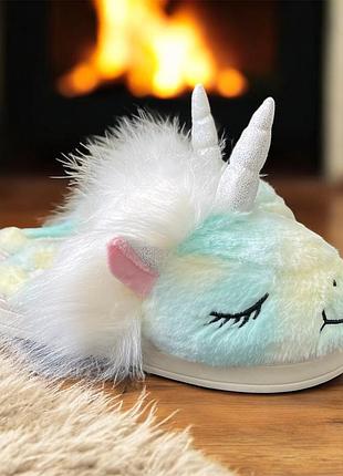 Комнатные тапочки кигуруми женские кигурумы зелено-голубой (lg-2 white-green (38-39 (24,5 см))