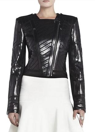 Куртка-косуха bcbgmaxazria xs у чорних паєтках • геометричний візерунок • байкерський glam rock