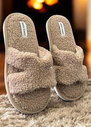Комнатные тапочки тедди женские jomix home бежевый (md102 beige (38 (25,5 см))