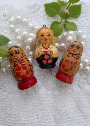 Матрешки малютки ссср дерево роспись советские лот миниатюра кукла лот набор7 фото