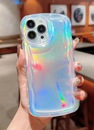 Чохол для iphone 15 силіконовий з голографічним ефектом