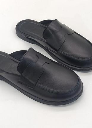 Шикарные женские сабо barefoot hermi натуральная кожа черные 41
