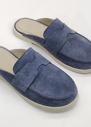 Шикарные женские сабо barefoot hermi натуральная замша цвет джинс 41