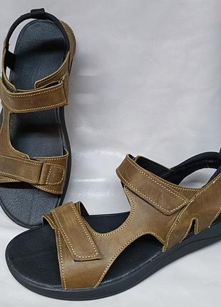 Denim мужские коричневые сандалии, босоножки из натуральной кожи (крейзи), сандалии универсальные, практичные. 40,45 разм 45
