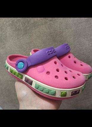 Сабо крокс crocs lego для дівчинки, розмір c6/7, 23-24, на ніжку до 14 см, колір рожевий
