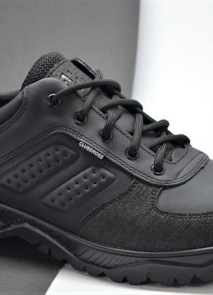 Чоловічі демісезонні шкіряні кросівки чорні clubshoes 6
