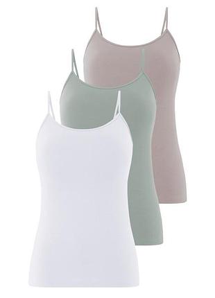 Майка натільна з тонкими бретелями (набір 3 шт.) для жінки esmara lycra® 473615 m різнобарвний