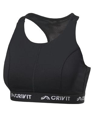 Спортивный топ борцовка с уплотненными чашками для женщины crivit lycra® 473440 s черный