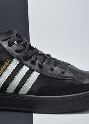 Мужские спортивные зимние кожаные кроссовки черные style аб - 4/01